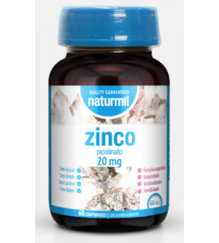 Zinco Picolinato 20 mg - 60 comprimidos - Naturmil